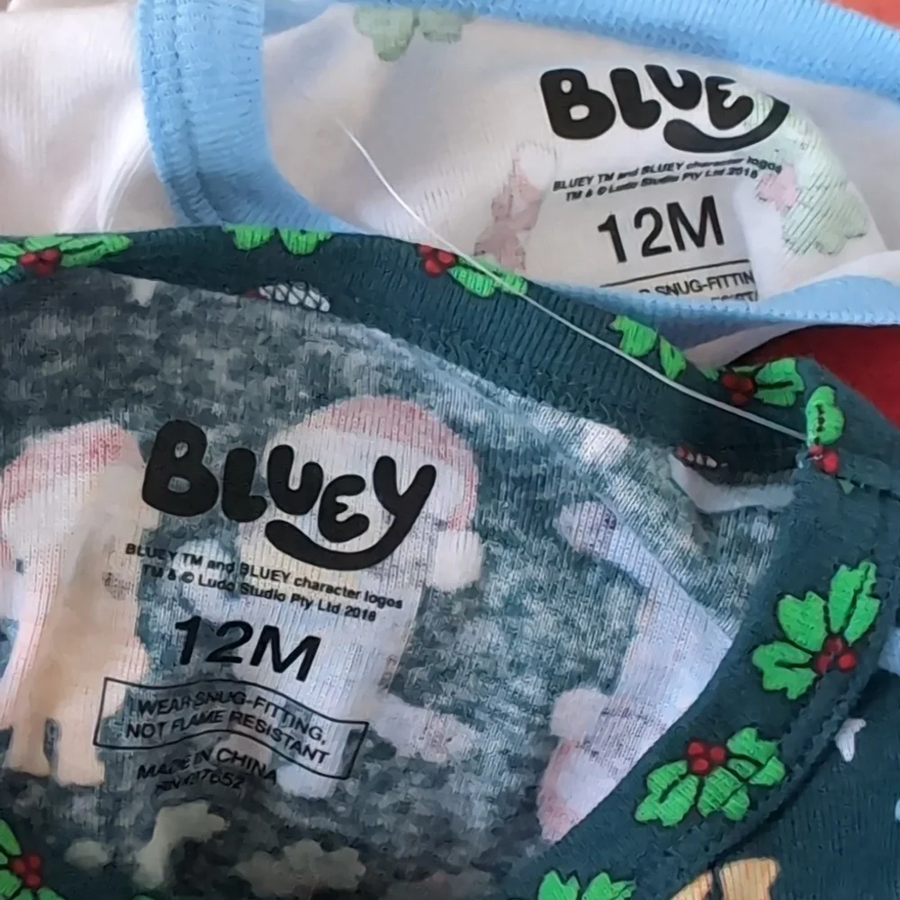 Bluey Holiday Pajamas Set, 12 Months